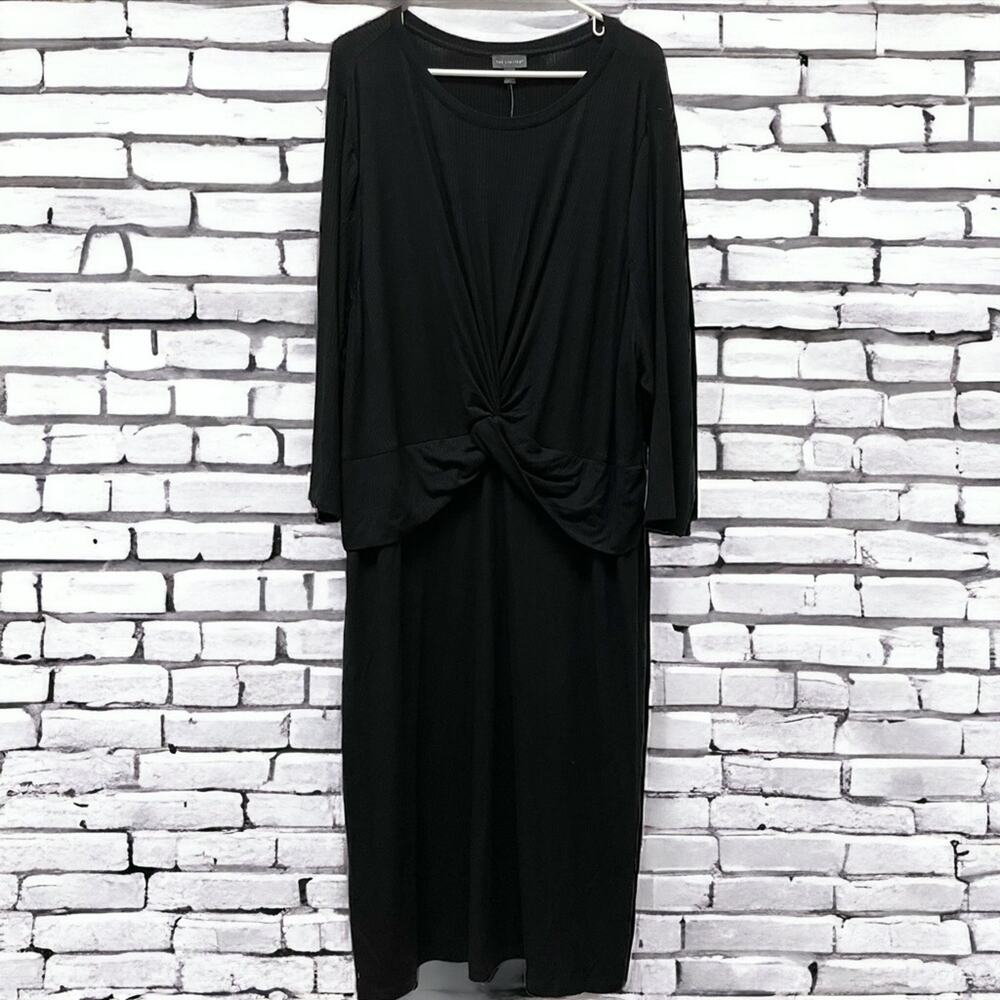 The Limited Dress Womens 3X solid black Twist Cross Empire Waist Plus Size NWT